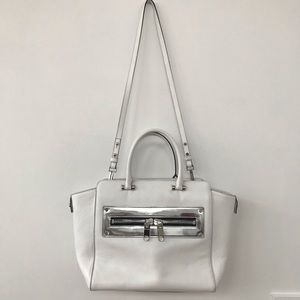 Milly white leather handbag with drop strap